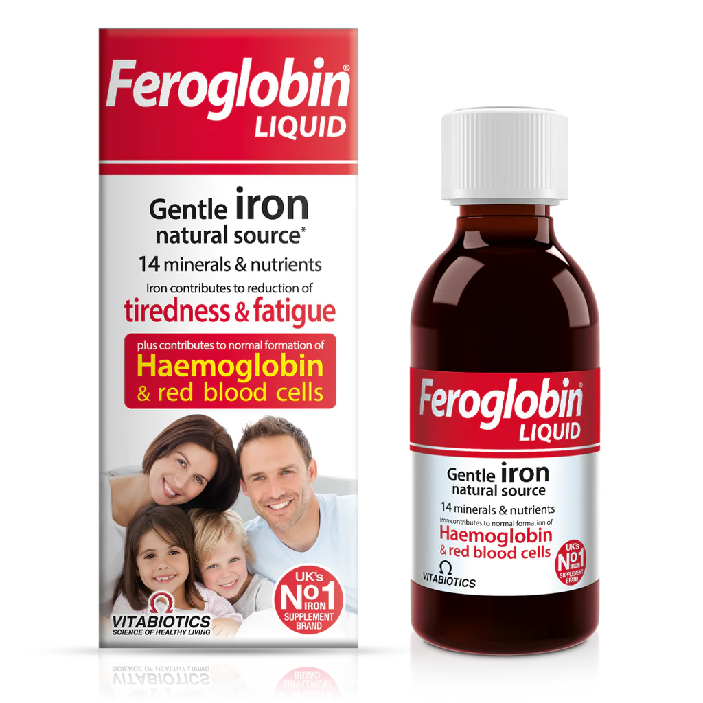 Vitabiotics Feroglobin Liquid - Haemoglobin and red blood cell support with iron and B vitamins.