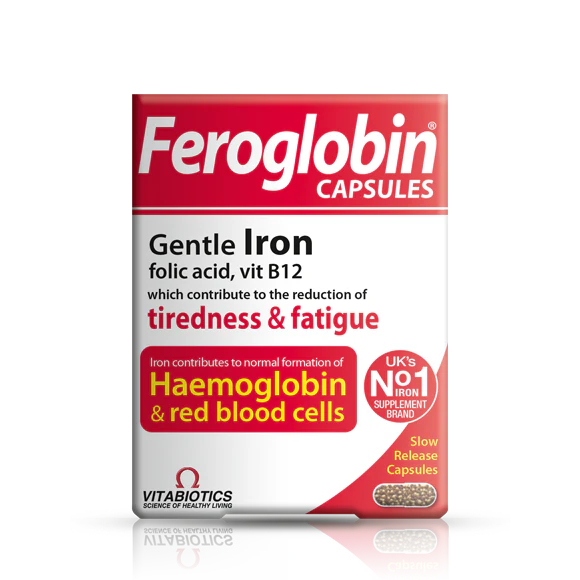 Vitabiotics Feroglobin Capsules - Haemoglobin and red blood cell support with iron and B vitamins.