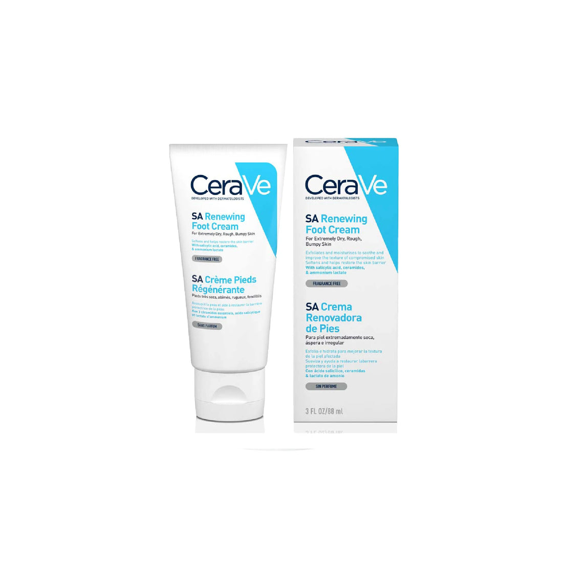 CeraVe SA Renewing Foot Cream - Exfoliating and moisturizing foot care.