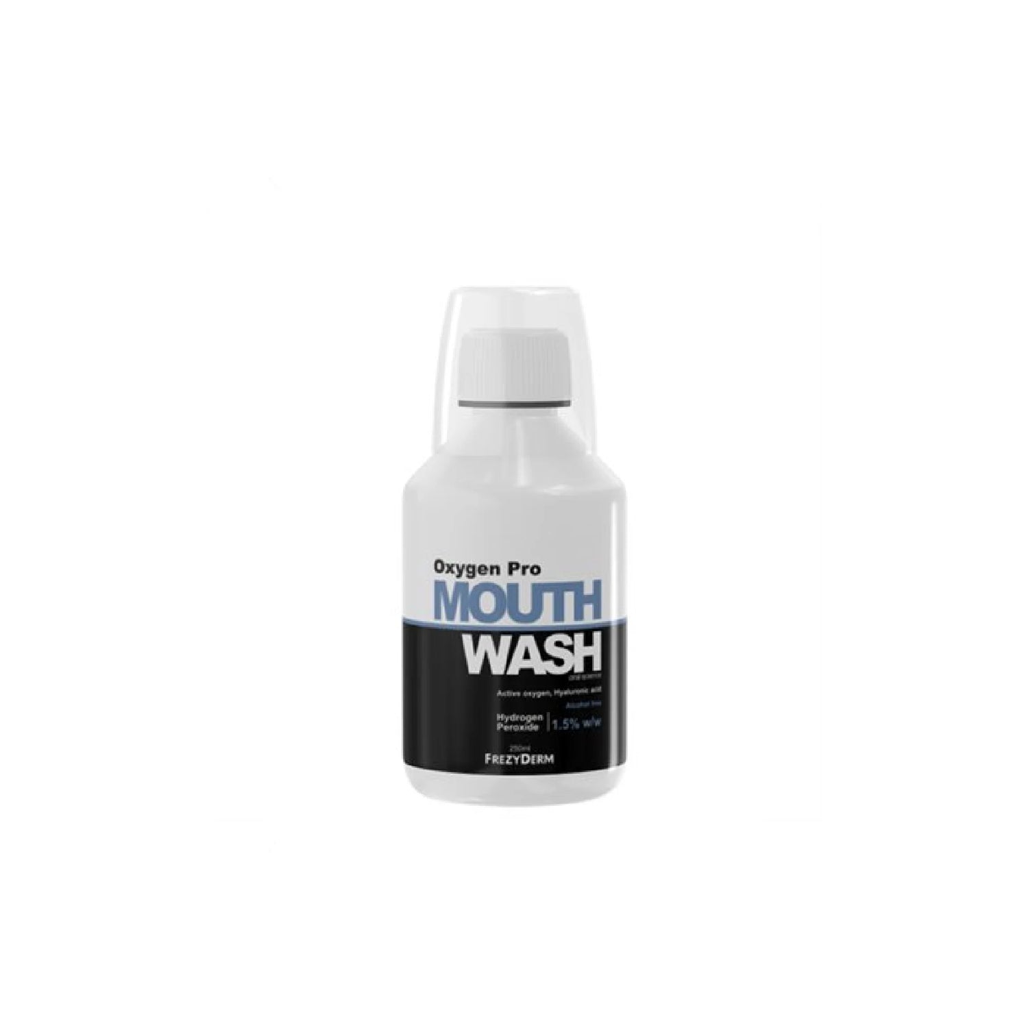 Frezyderm Oxygen Pro Mouthwash – oral care with Active Oxygen and Hyaluronic Acid for deep cleaning and hydration.