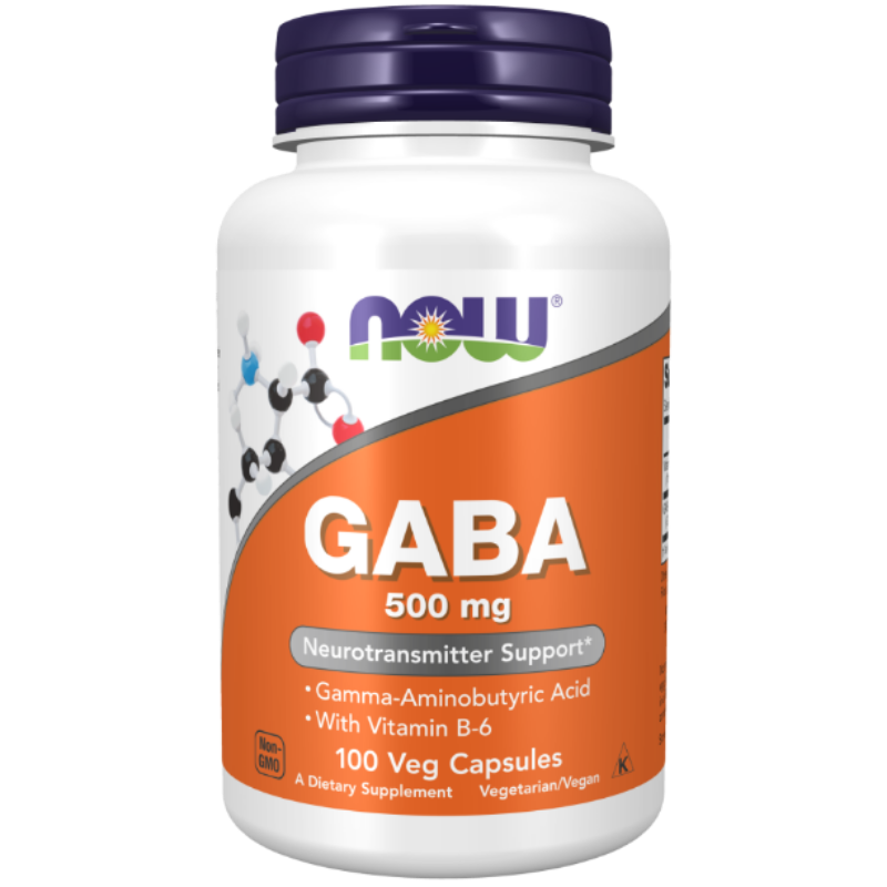 NOW Foods GABA 500 mg Veg Capsules - Neurotransmitter support and relaxation.