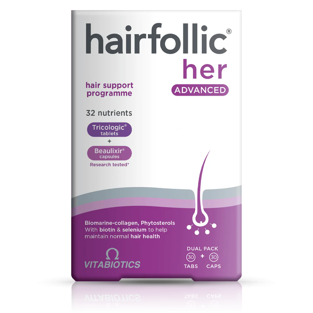 Vitabiotics Hairfollic Her Advanced - Comprehensive support for hair, skin, and nails.