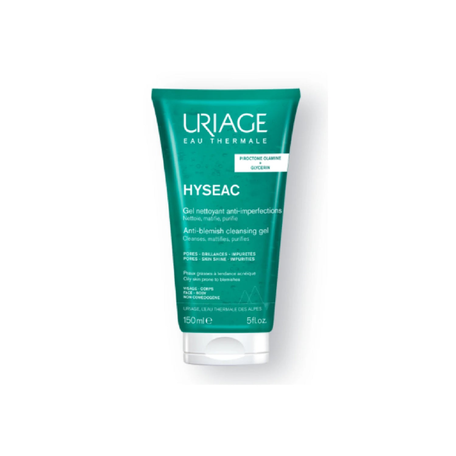 Uriage Hyséac Cleansing Gel for purifying oily and acne-prone skin.