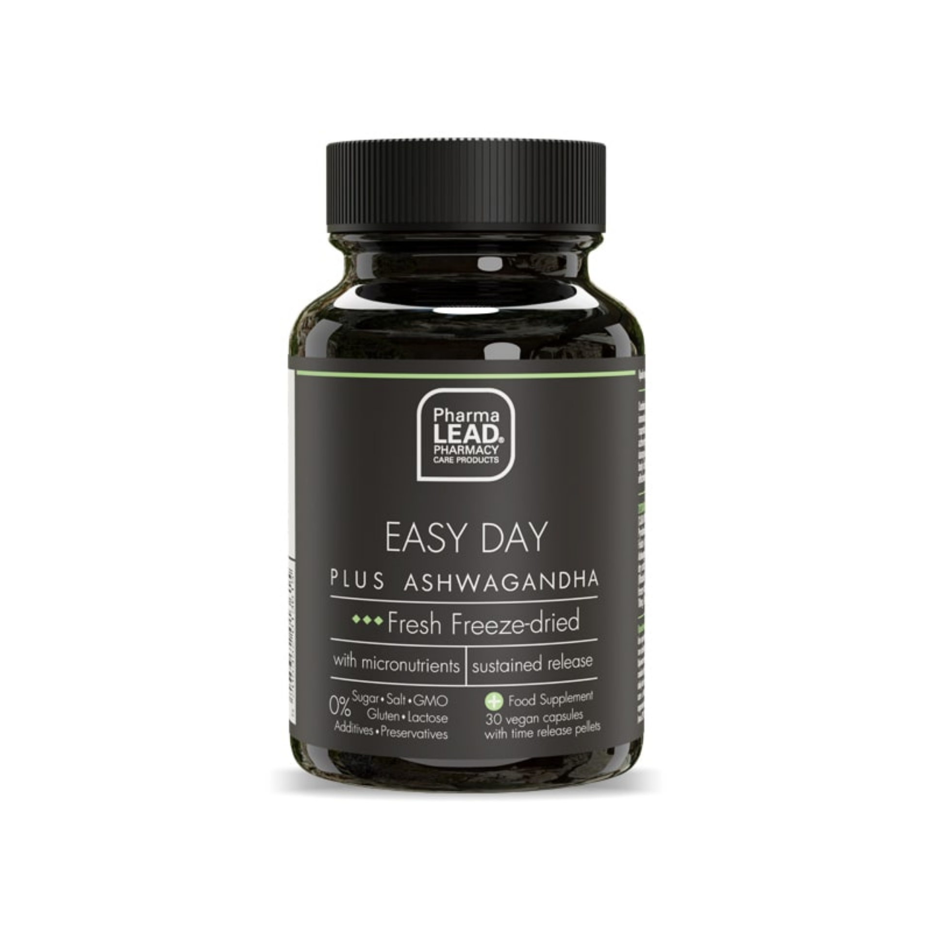 Easy Day Plus Ashwagandha supplement for normal psychological function, nervous system health, and energy metabolism.