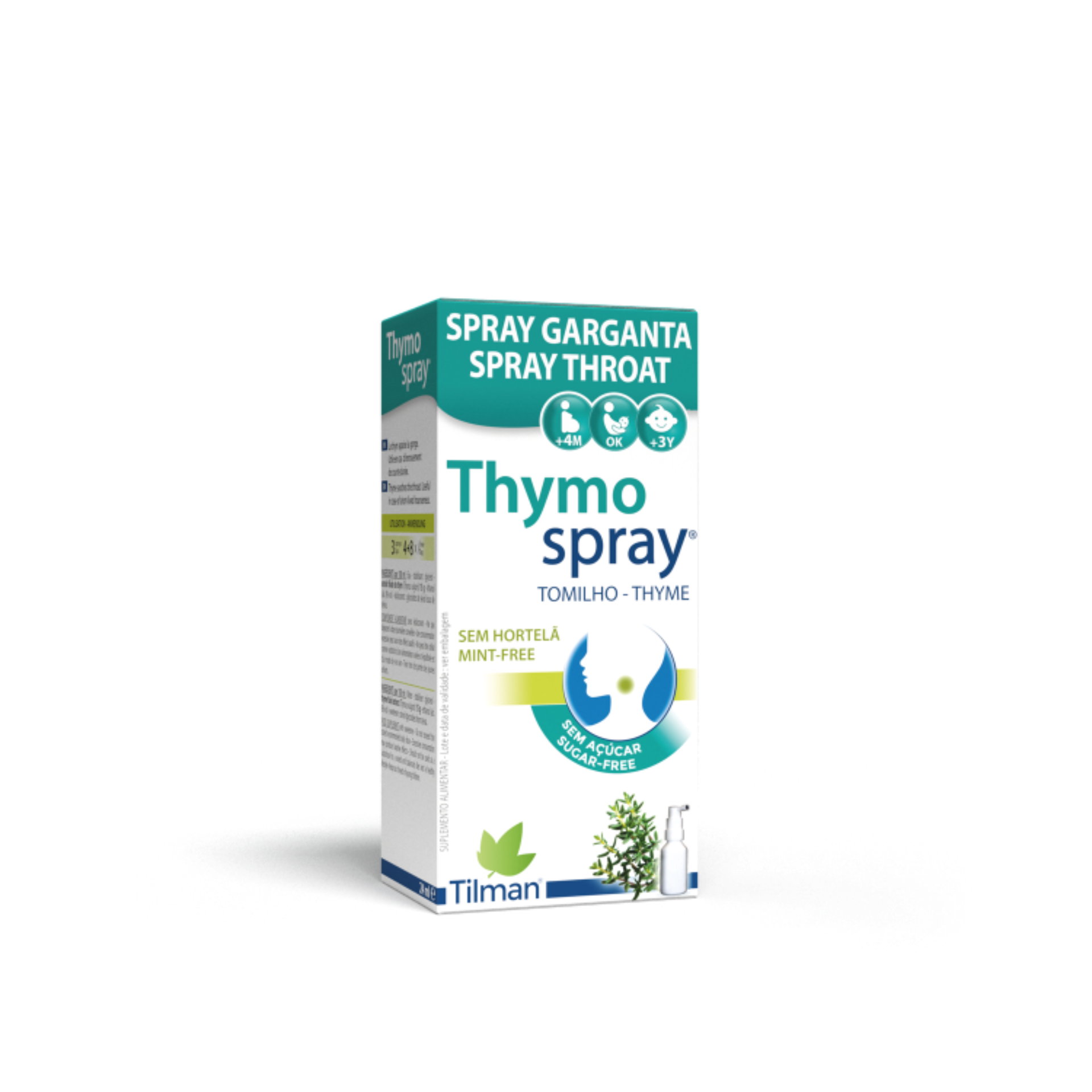 Thymospray throat spray bottle with concentrated thyme extract.