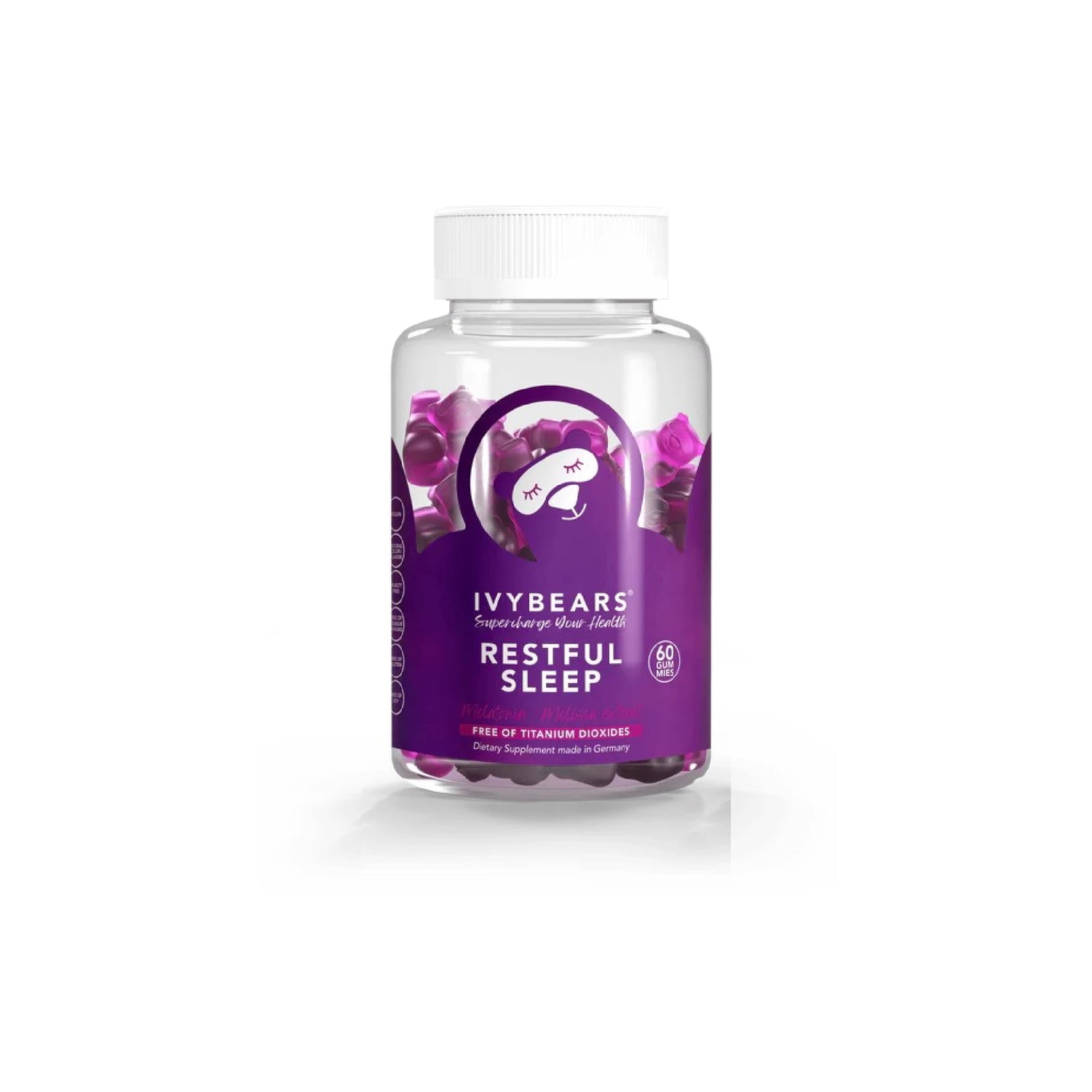 Ivybears Restful Sleep Vitamins – Blackcurrant-flavored gummies to promote natural sleep and reduce stress.