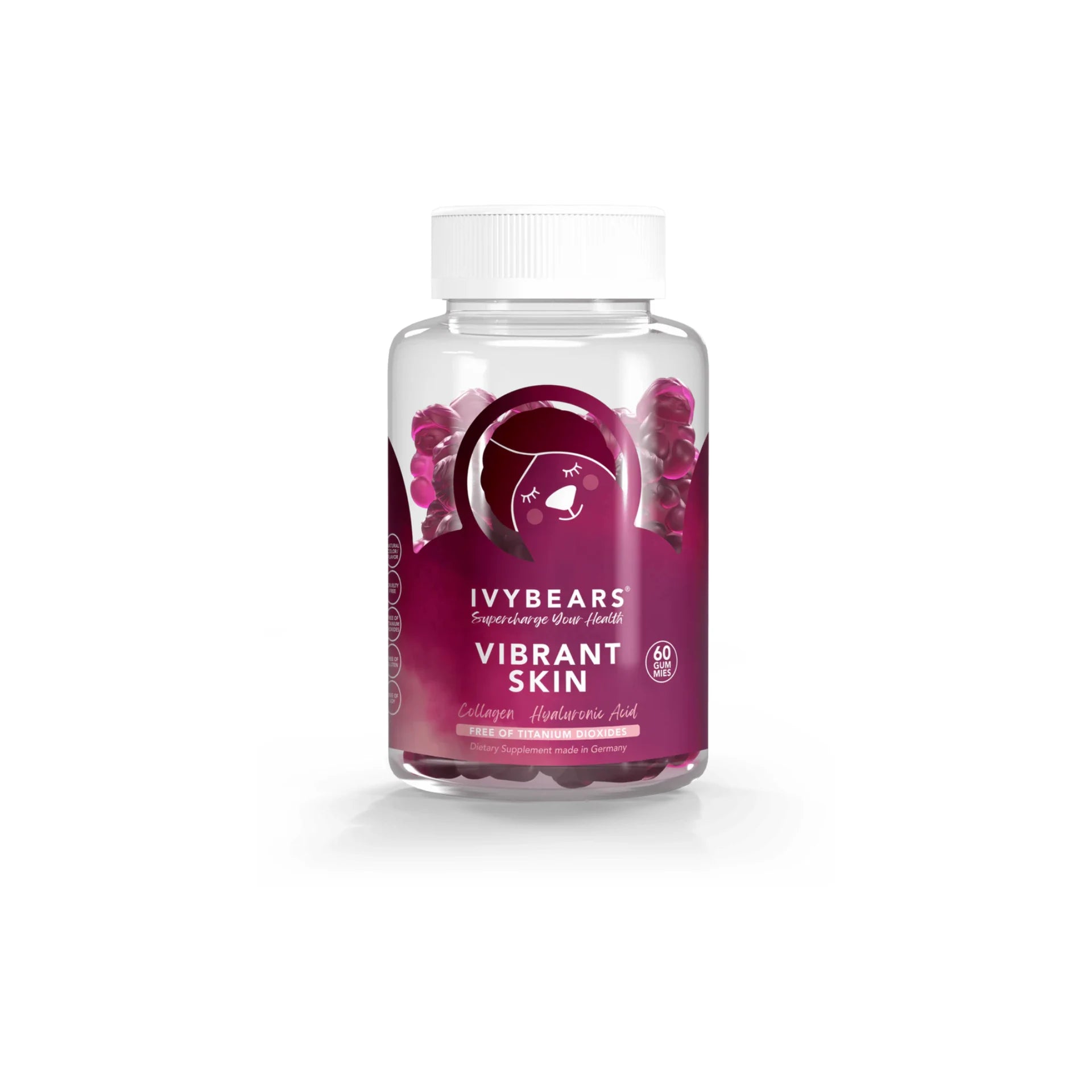 IvyBears Vibrant Skin Gummies – Hyaluronic acid and collagen for radiant and youthful skin.