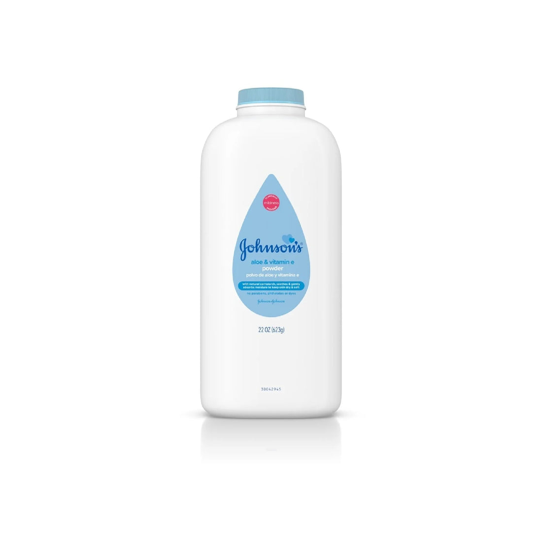 Johnson’s Baby Powder with Aloe &amp; Vitamin E for soft, dry, and smooth baby skin.