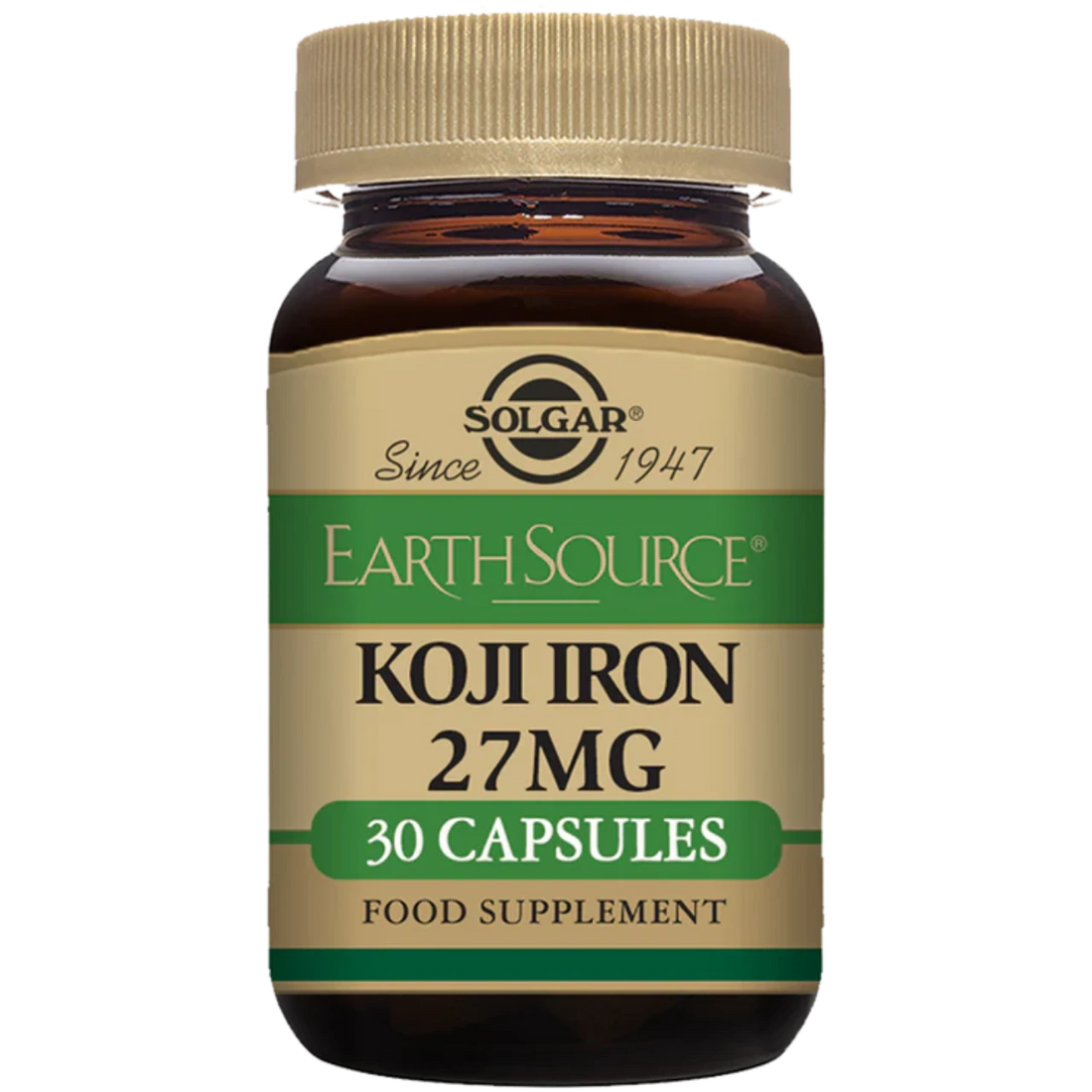 Solgar Earth Source Food Fermented Koji Iron 27 mg - Gentle, high-absorption iron supplement.