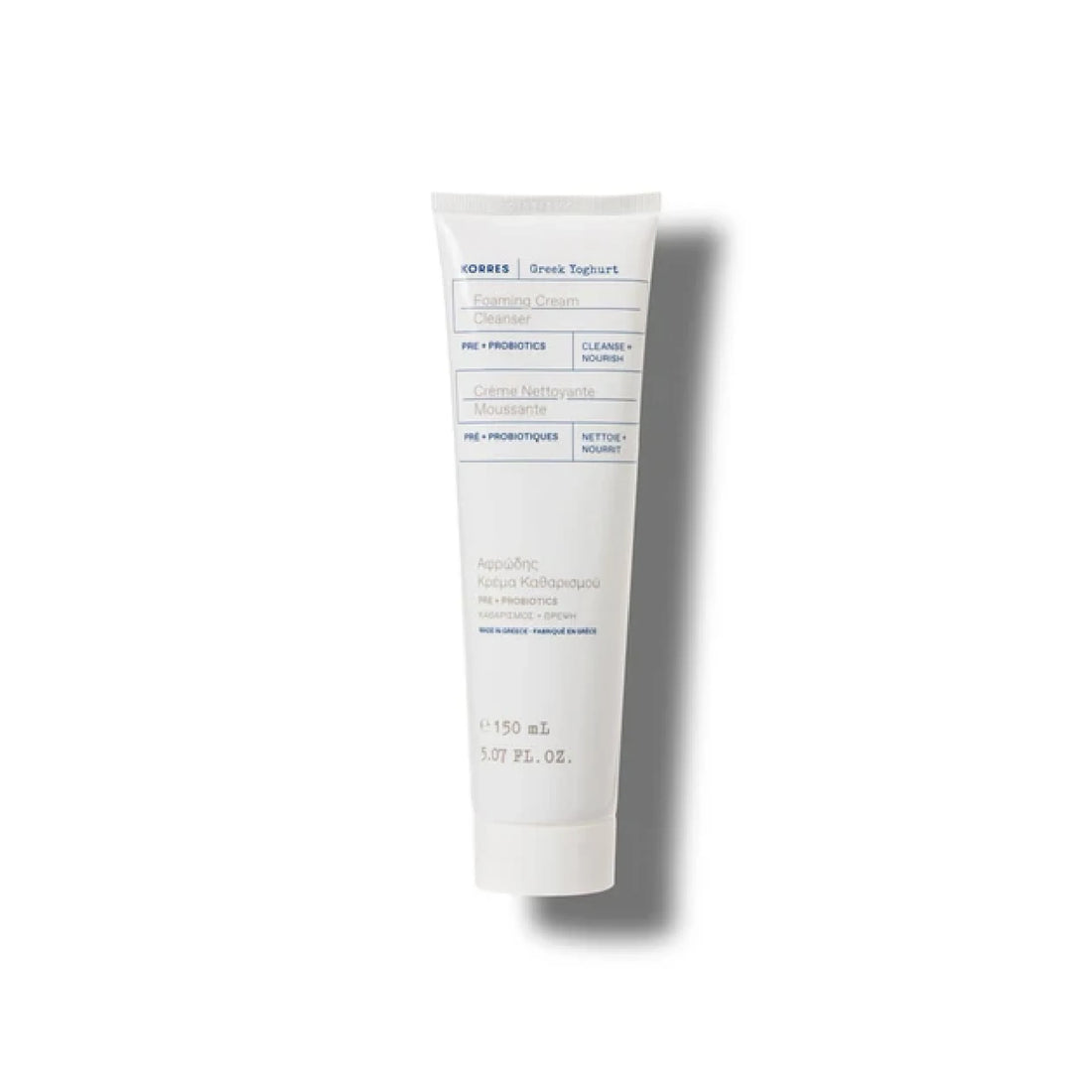 Korres Greek Yoghurt Foaming Cream Cleanser – Cream-to-foam soothing cleanser enriched with Greek yoghurt, amaranth seed extract, and milk proteins.