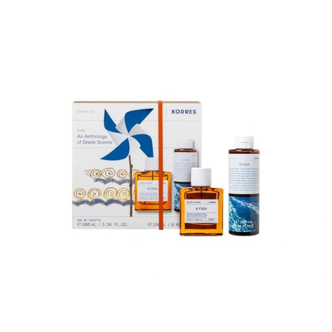 Korres Kyma Fragrance Set with Eau de Toilette 100ml and Shower Gel 250ml in packaging.