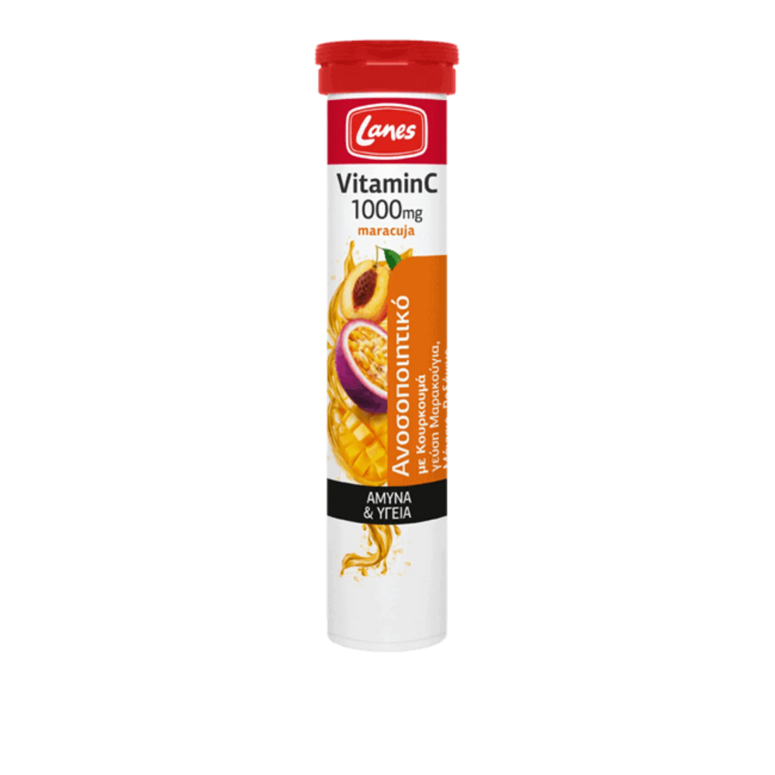 Lanes Vitamin C 1000mg with Curcuma extract - Effervescent tablets for immune support and body stimulation.