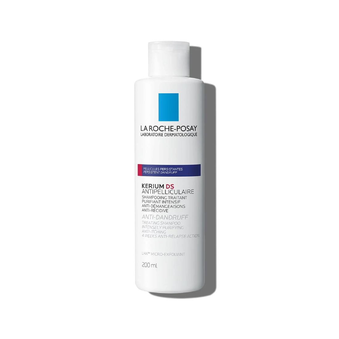 La Roche-Posay Kerium DS Anti-Dandruff Shampoo for dandruff and itchy scalp, 200ml, purifies and soothes with lasting results.