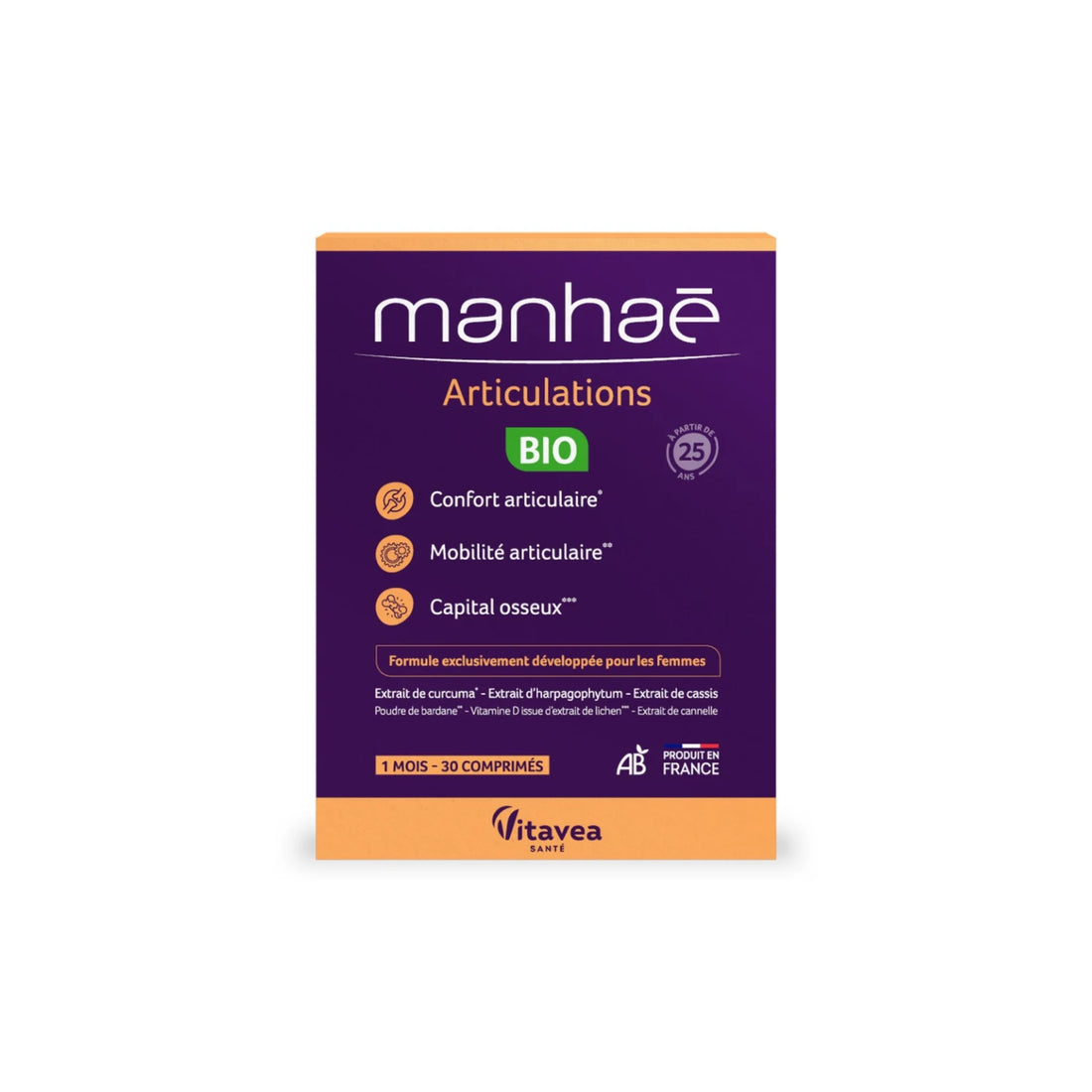 Manhaé Articulations BIO supplement for joint health with natural ingredients.