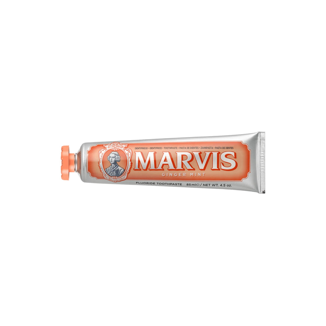 Marvis Ginger Mint Toothpaste in elegant vintage-style packaging.