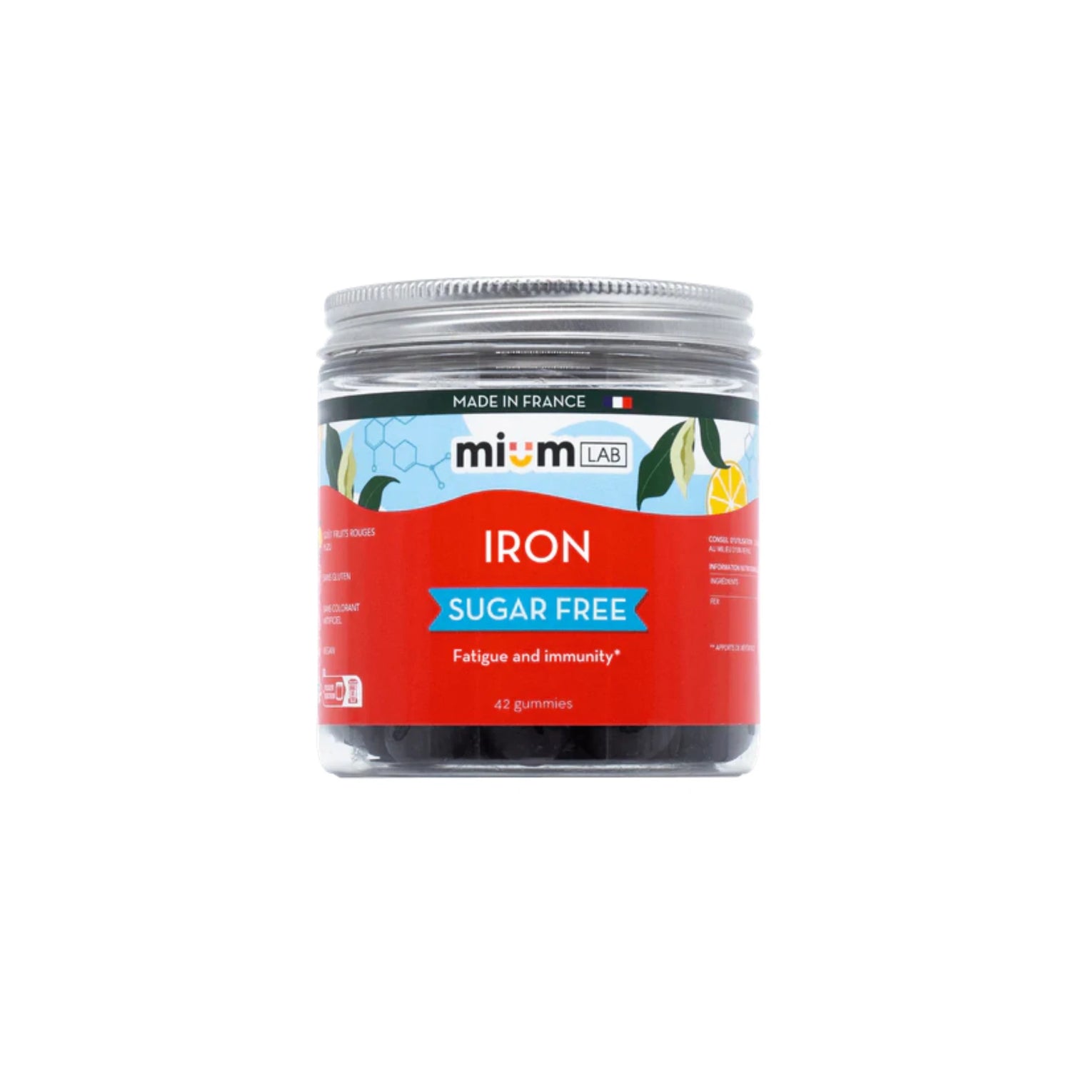 Mium Lab Iron Gummies – red berry and yuzu flavored iron supplement.