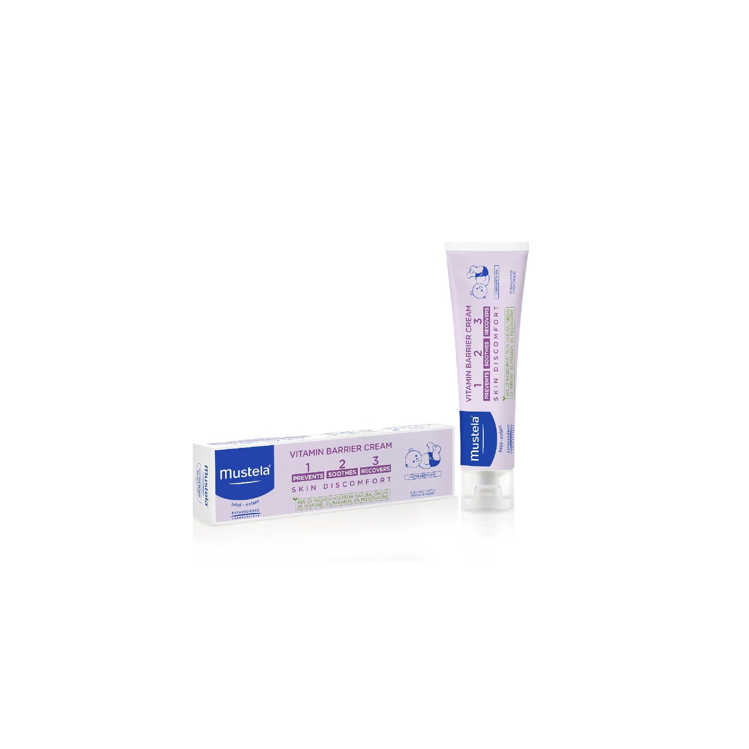 Mustela 1-2-3 Vitamin Barrier Cream – Diaper rash protection and relief for sensitive baby skin.