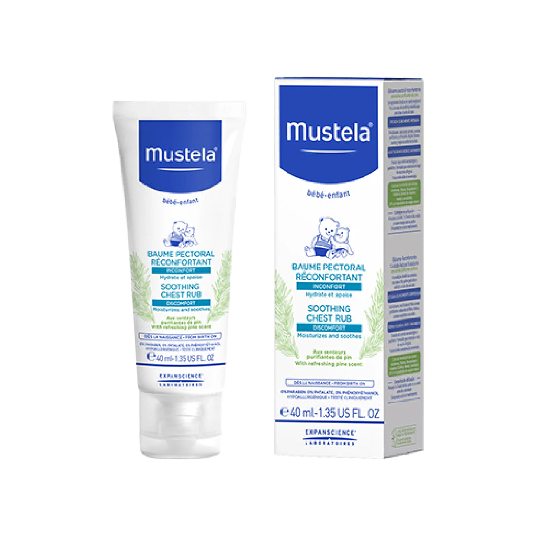 Mustela Soothing Chest Rub 40ml for baby’s comfort with a relaxing, refreshing scent.