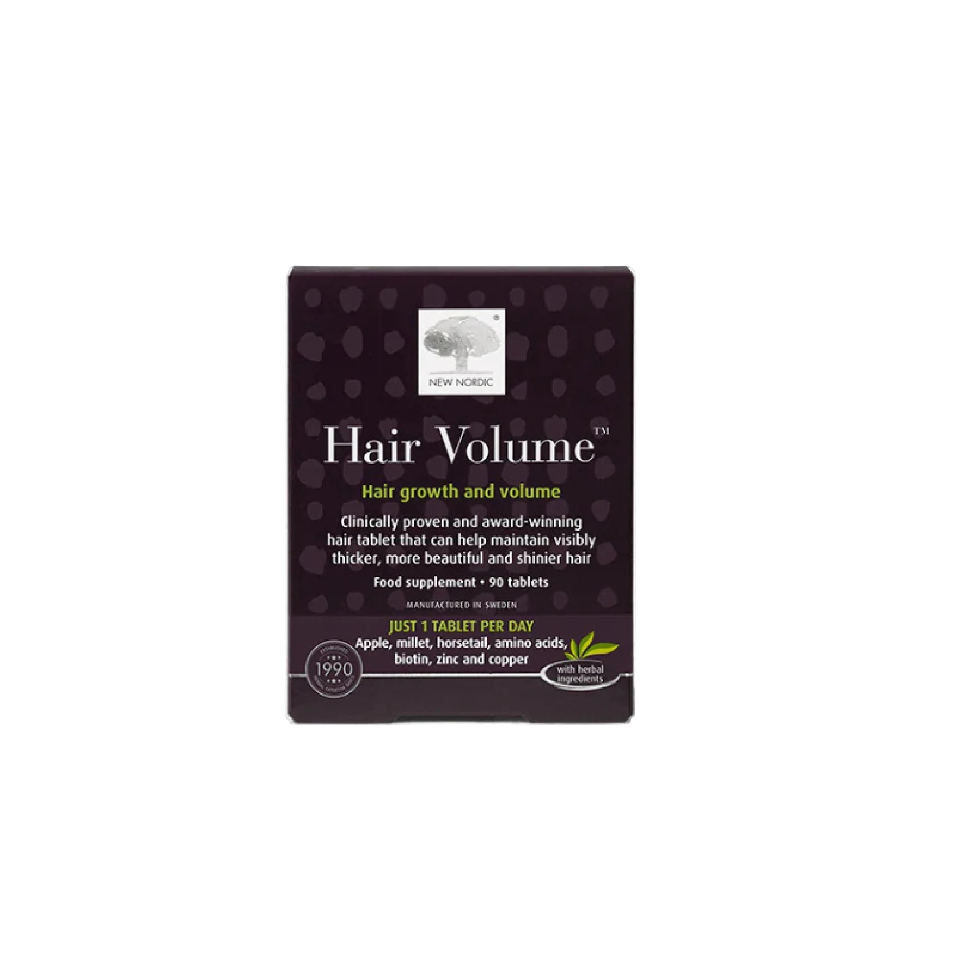 New Nordic Hair Volume tablets for hair growth, strength, shine, and healthy pigmentation.