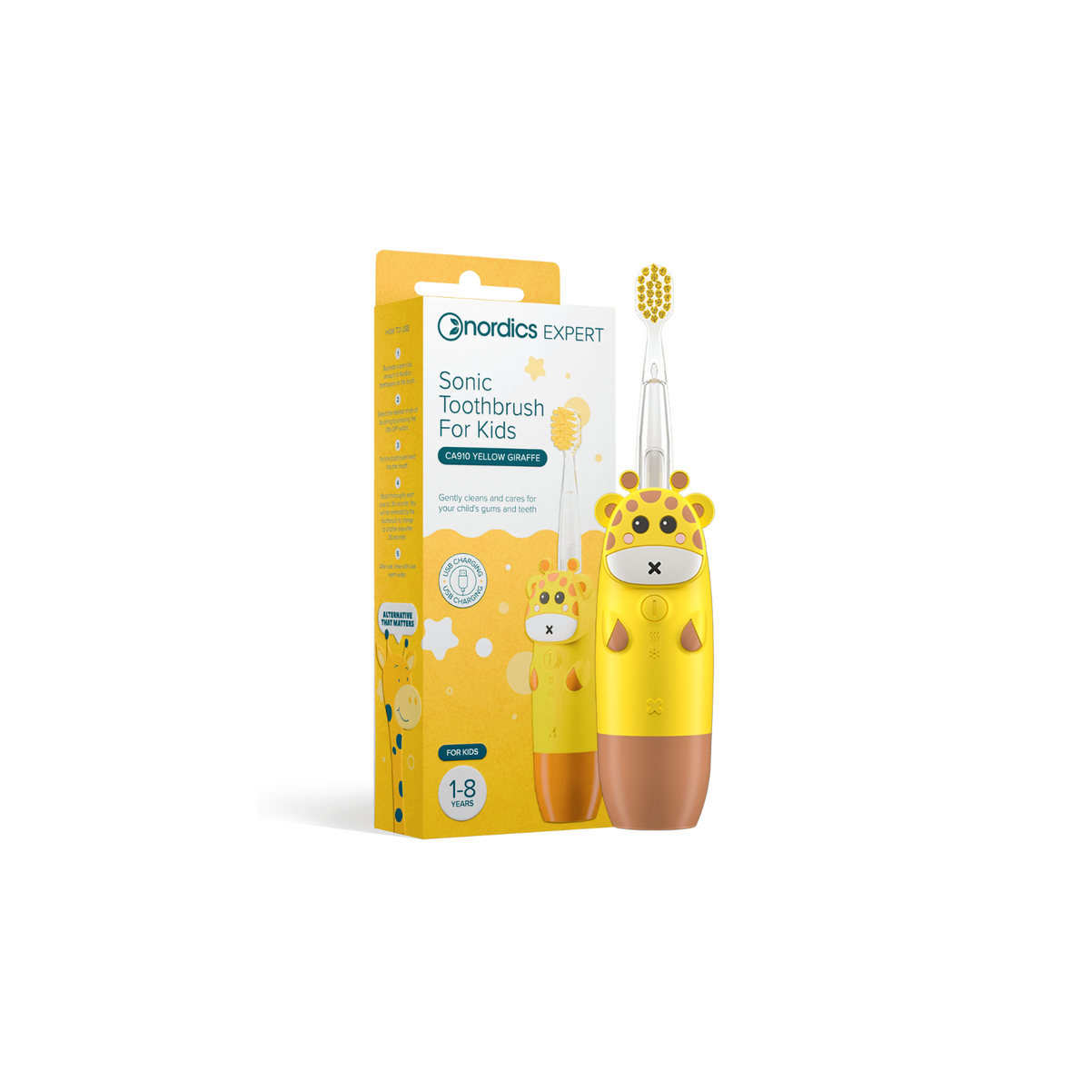 Nordics Kids sonic toothbrush CA910 Yellow Giraffe (1-8y) (USB charging)