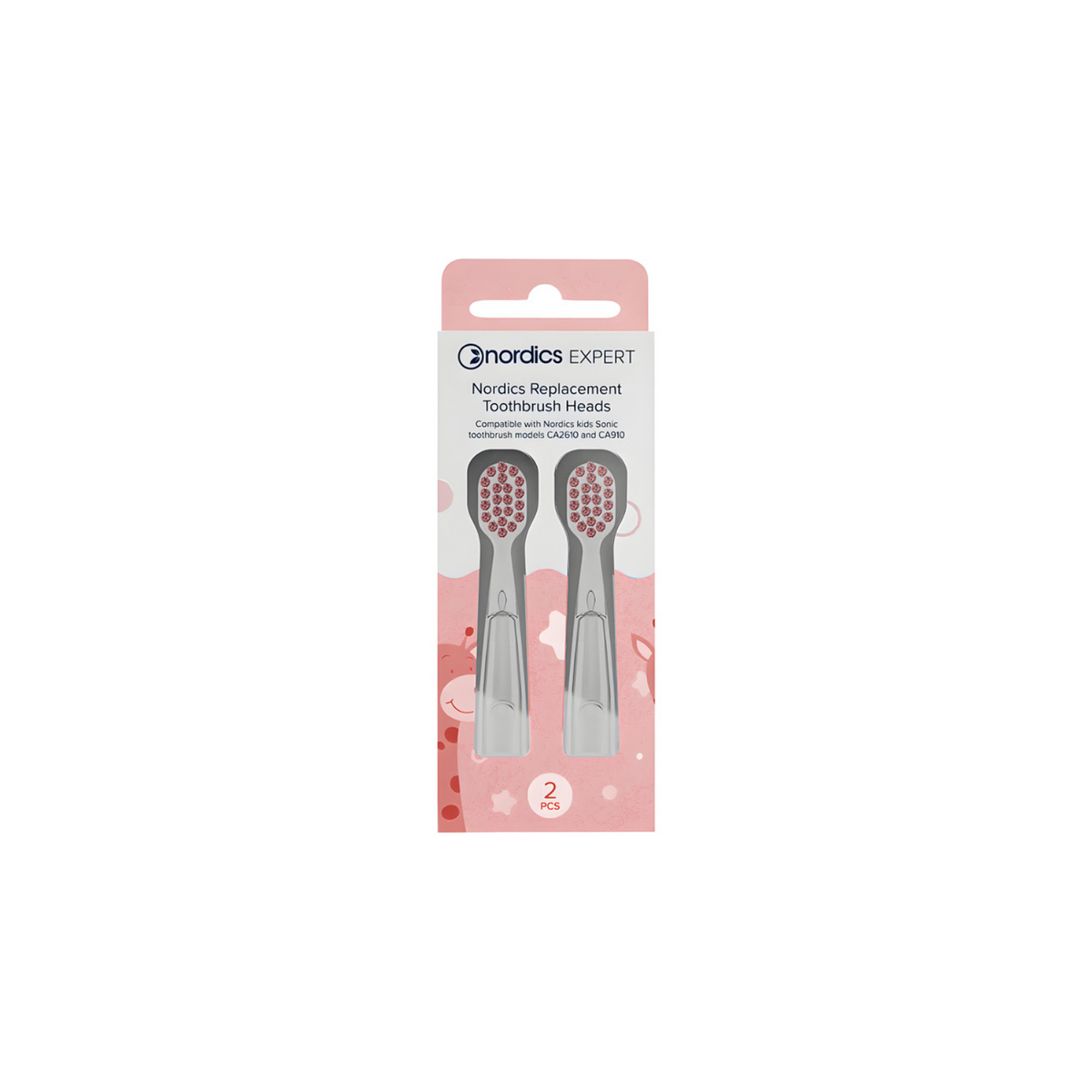 Nordics Kids sonic toothbrush replacement heads 2pcs Pink