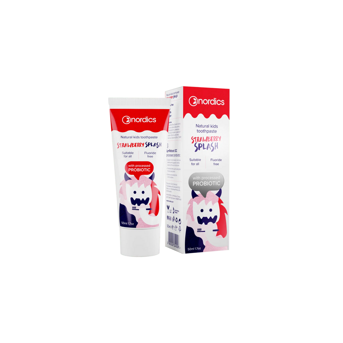 Nordics Kids toothpaste Strawberry Splash with Probiotic 50ml (suitable for all ages)