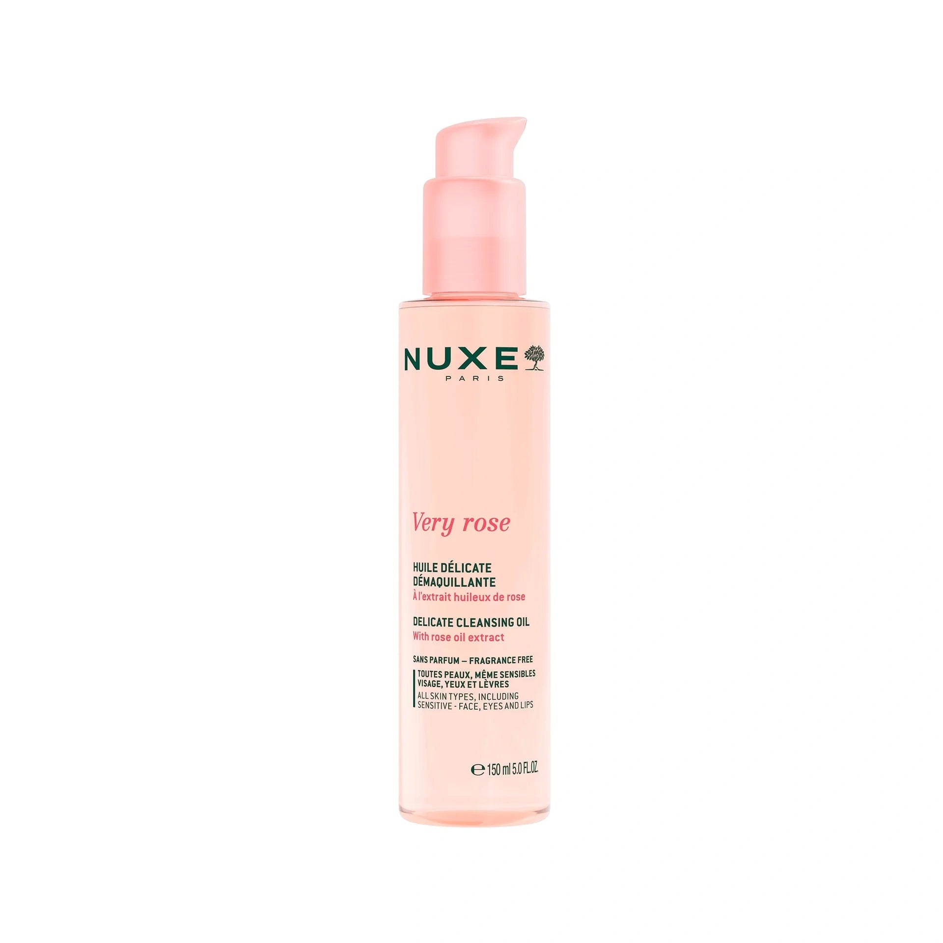 Nuxe Very Rose Delicate Cleansing Oil – Silky, rose-infused cleansing oil for removing waterproof makeup and leaving skin soft and clean.