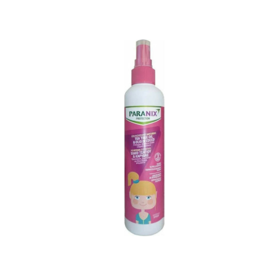 Paranix Protection Spray for Girls – Natural lice protection with tea tree oil and coconut oil, perfect for everyday use.