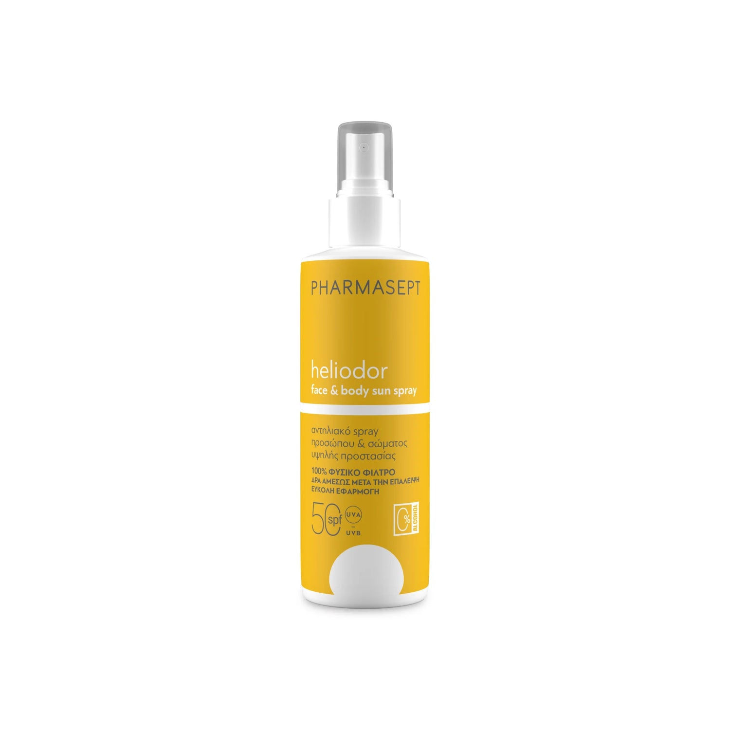 Pharmasept Heliodor Face &amp; Body Sun Spray SPF 50 – gentle, effective sun protection.