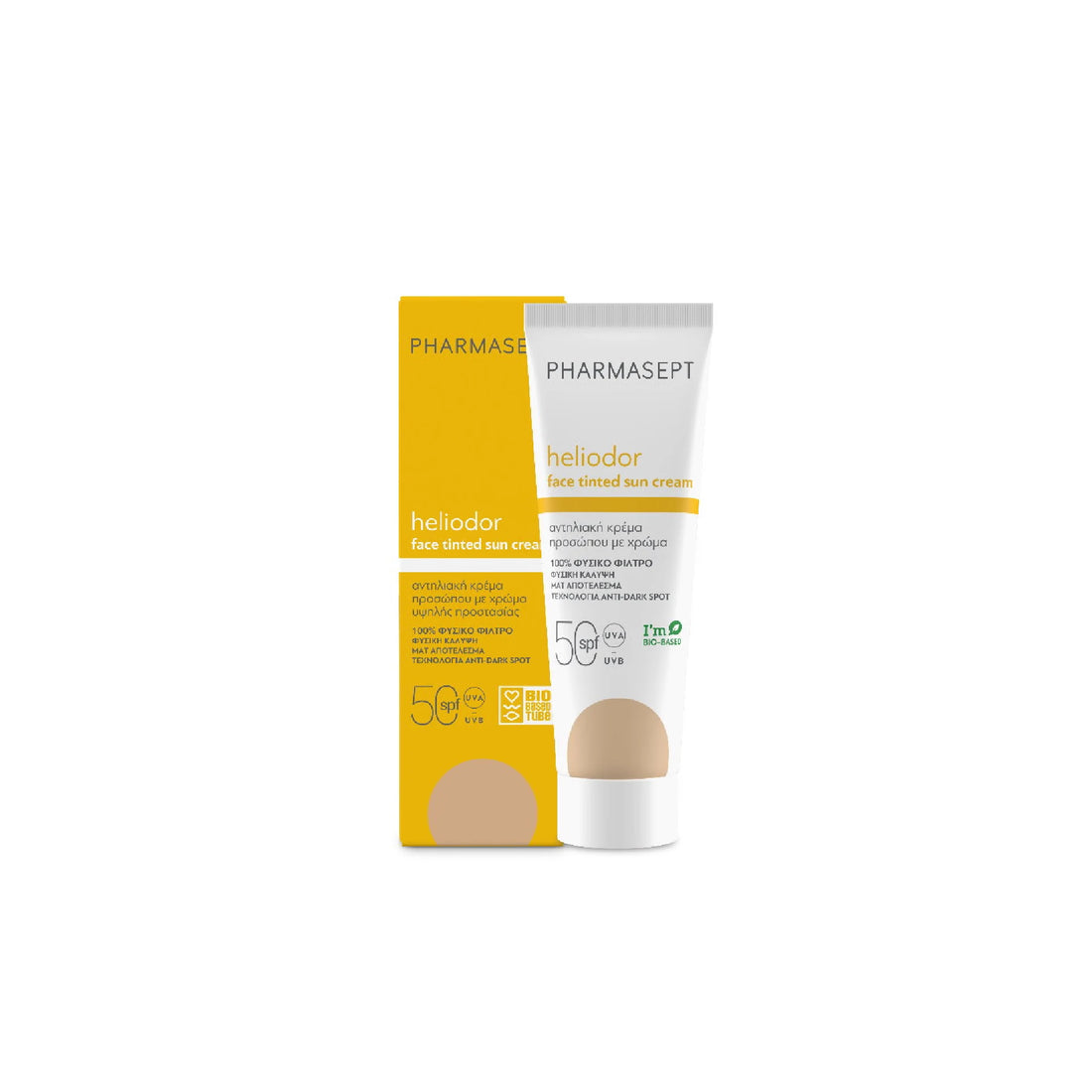 Pharmasept Heliodor Face Tinted Sun Cream SPF 50 – tinted sun protection with a matte finish.