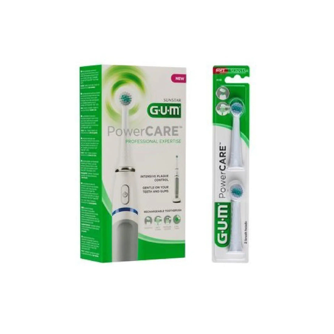 GUM PowerCare Electric Toothbrush Refills for gentle and effective plaque removal.

