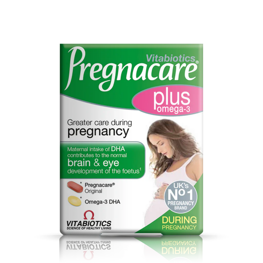 Vitabiotics Pregnacare Plus Omega-3 - Pregnancy health support with essential nutrients and Omega-3 DHA.