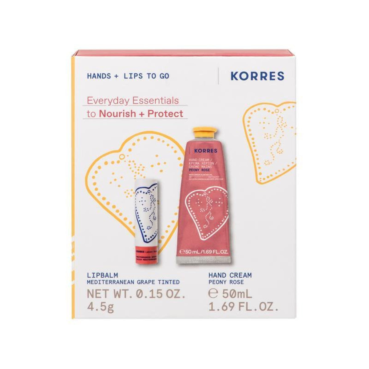KORRES Peony Rose Hand Cream + Mediterranean Grape LipBalm 50ml + 4.5g