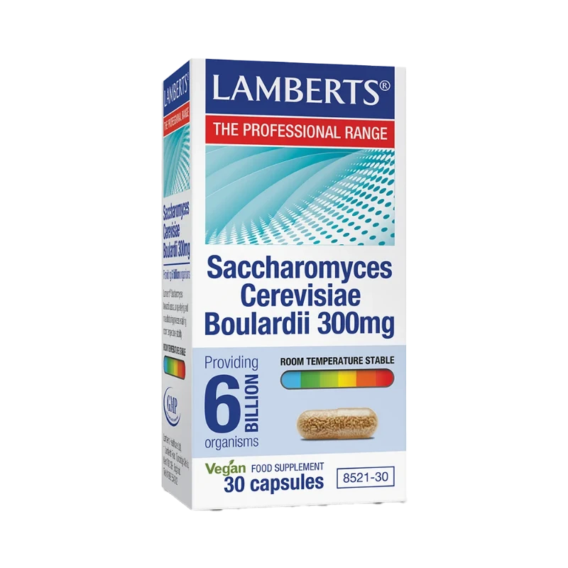 Lamberts Saccharomyces Boulardii 300mg - Probiotic for digestive health with 6 billion live organisms.