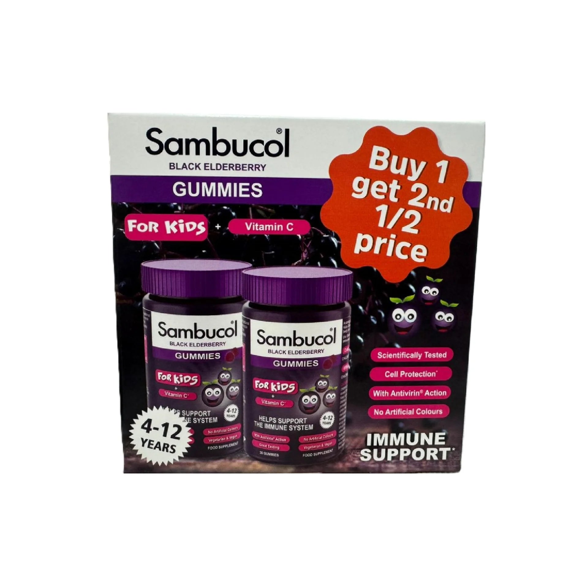 Sambucol Black Elderberry Gummies for Kids Dual Pack – Immune-boosting gummies with elderberry, antioxidant-rich supplement.