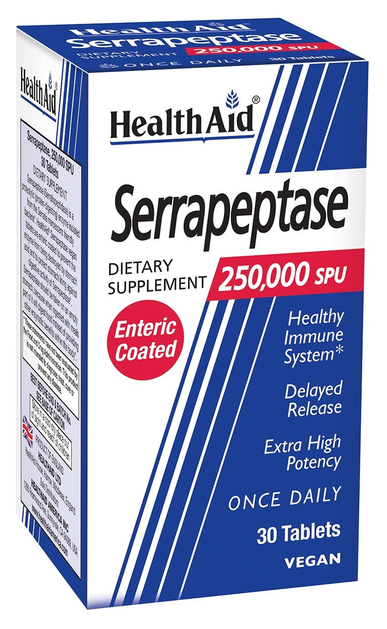 HealthAid Serrapeptase Tablets - Joint and respiratory health enzyme supplement.