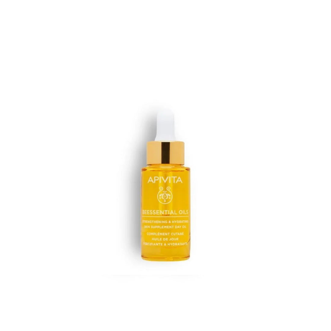 Apivita Strengthening-Hydrating Skin Supplement Day Oil for nourishing and hydrating skin.