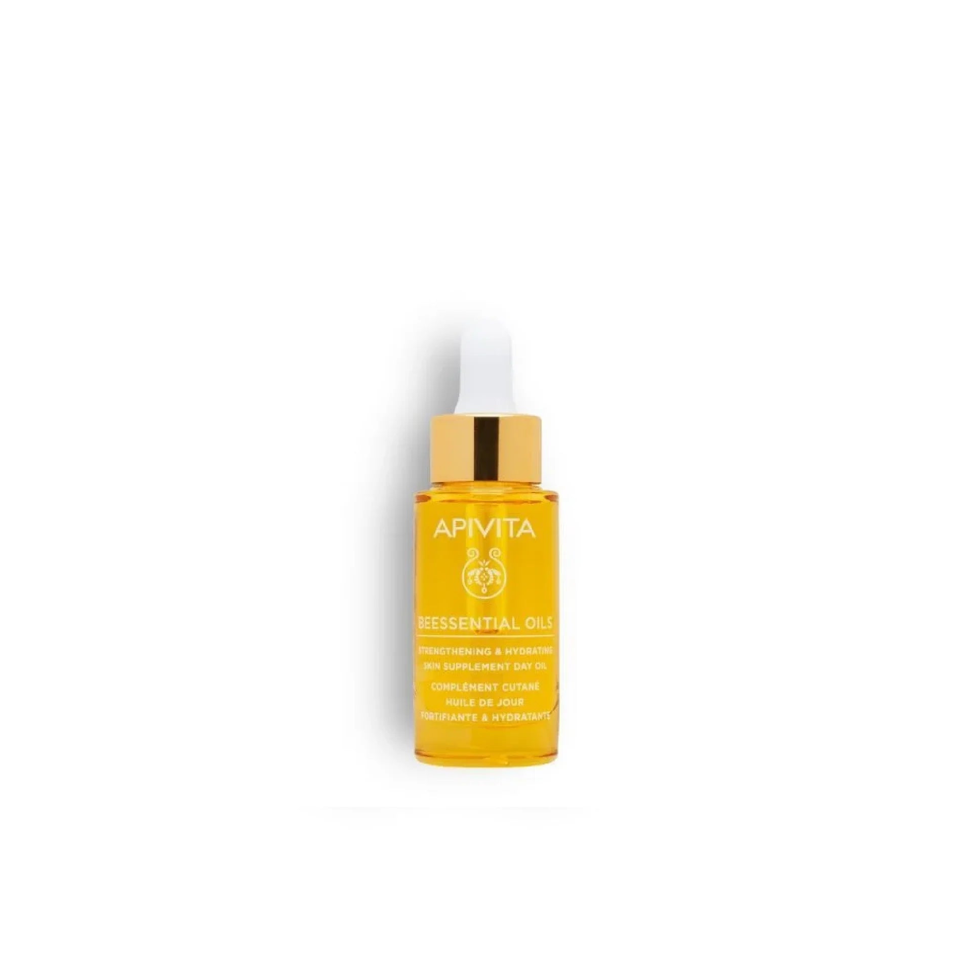 Apivita Strengthening-Hydrating Skin Supplement Day Oil for nourishing and hydrating skin.