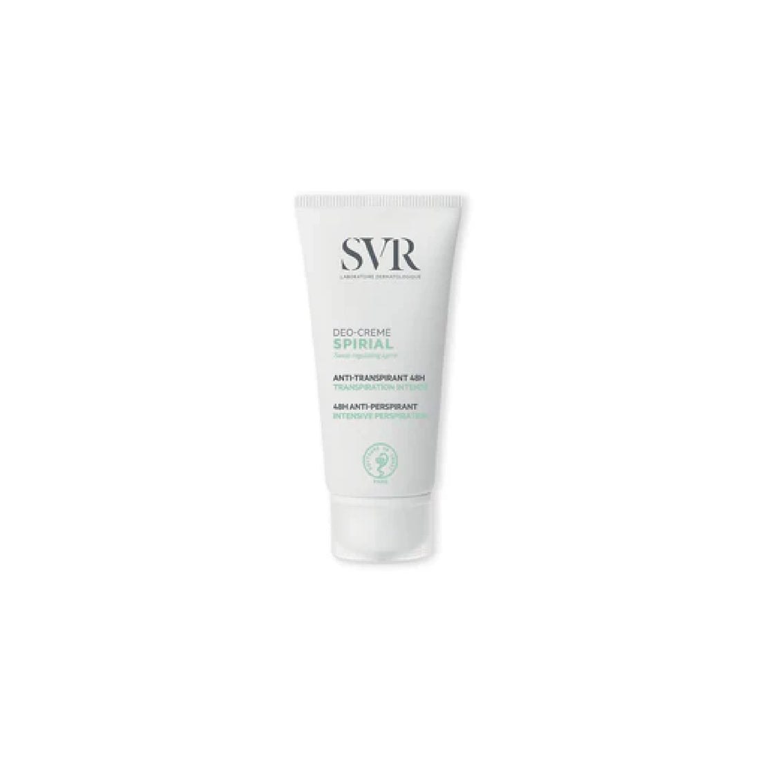 SVR Spirial Déo-Crème – 48H multi-use antiperspirant cream for sensitive skin, suitable for hands, feet, underarms, and face.
