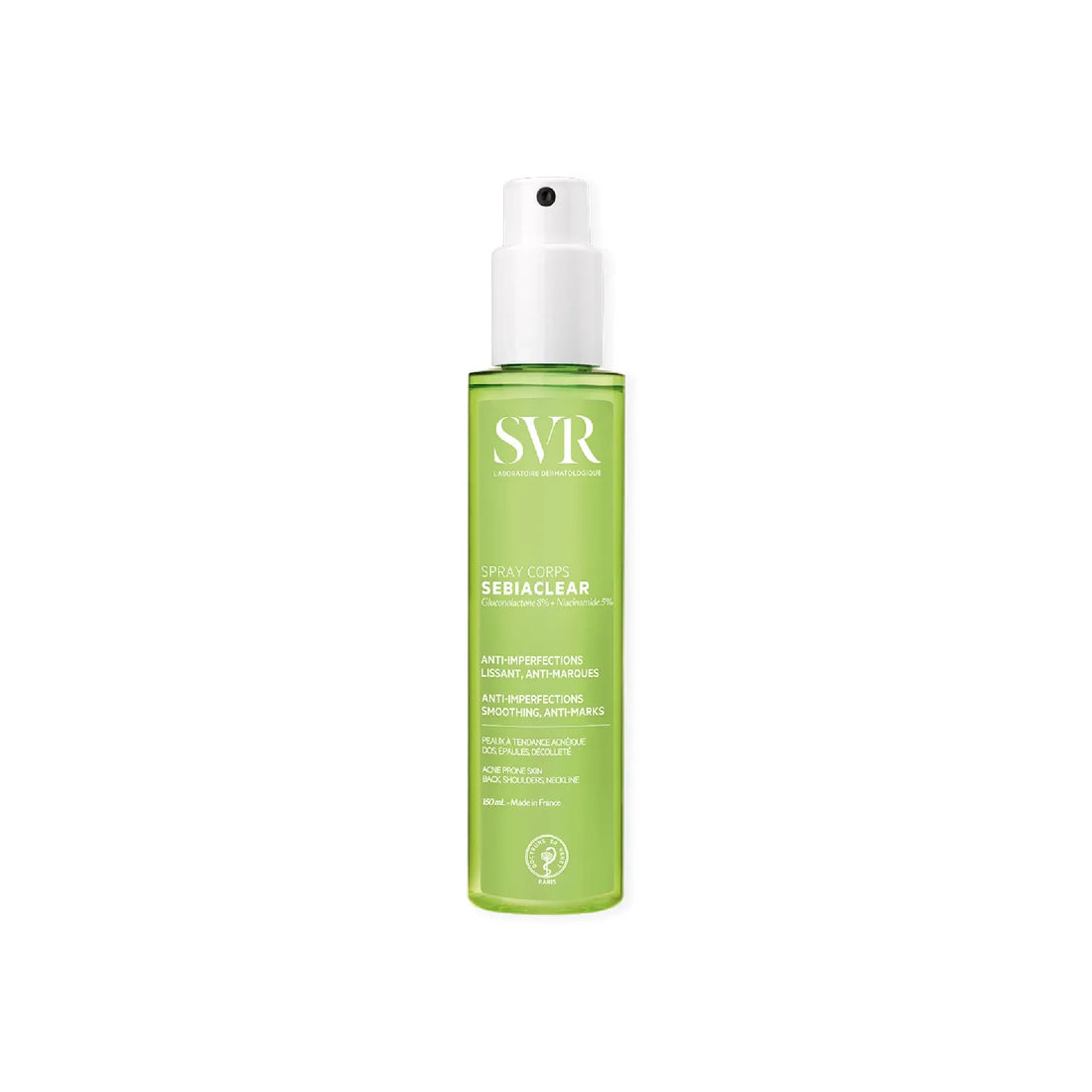SVR Sebiaclear Anti-Imperfection Body Spray 150ml – acne-prone skin body mist for pimples, blackheads &amp; excess sebum.