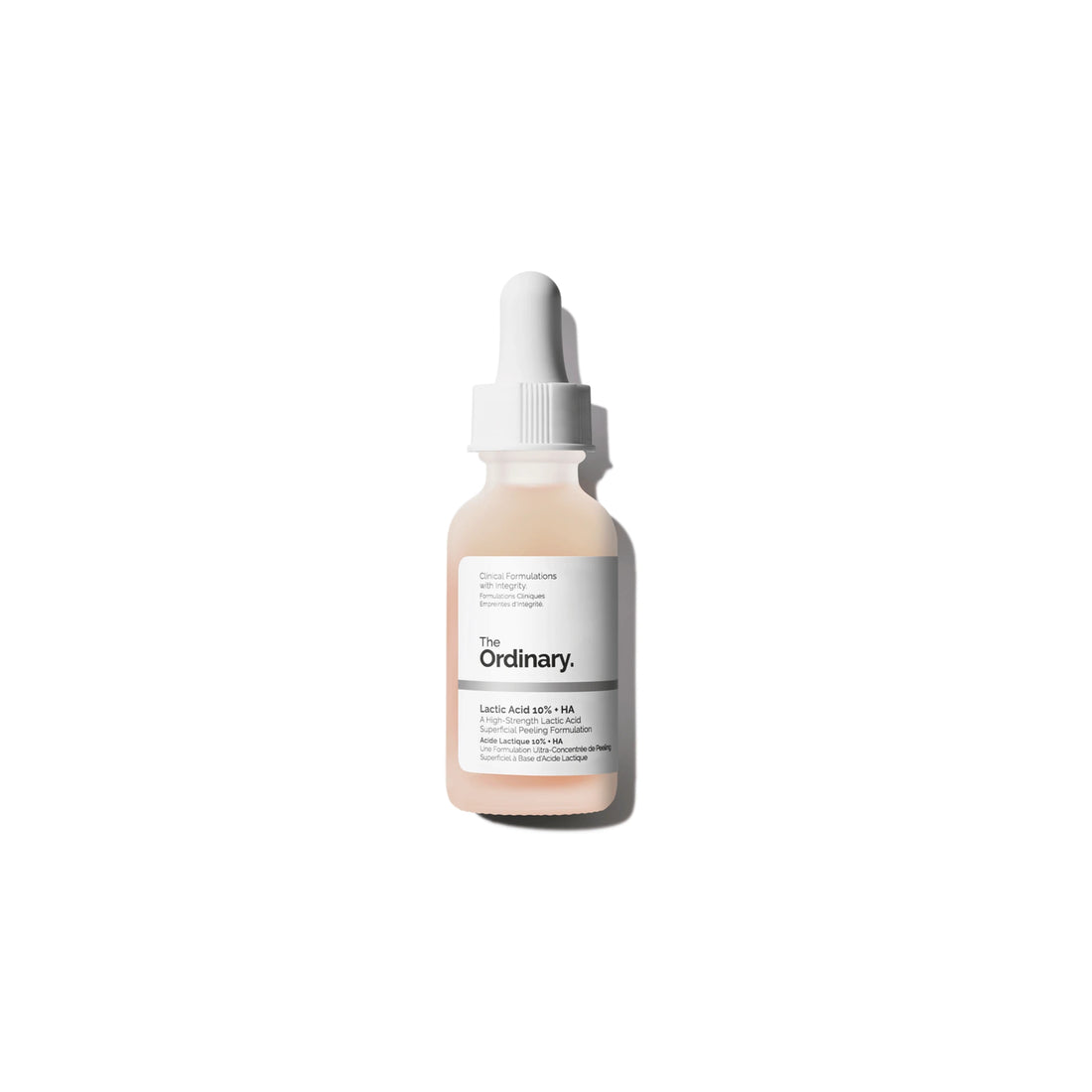 The Ordinary Lactic Acid 10% + HA – exfoliating serum with lactic acid and hyaluronic acid for smoother, brighter skin.