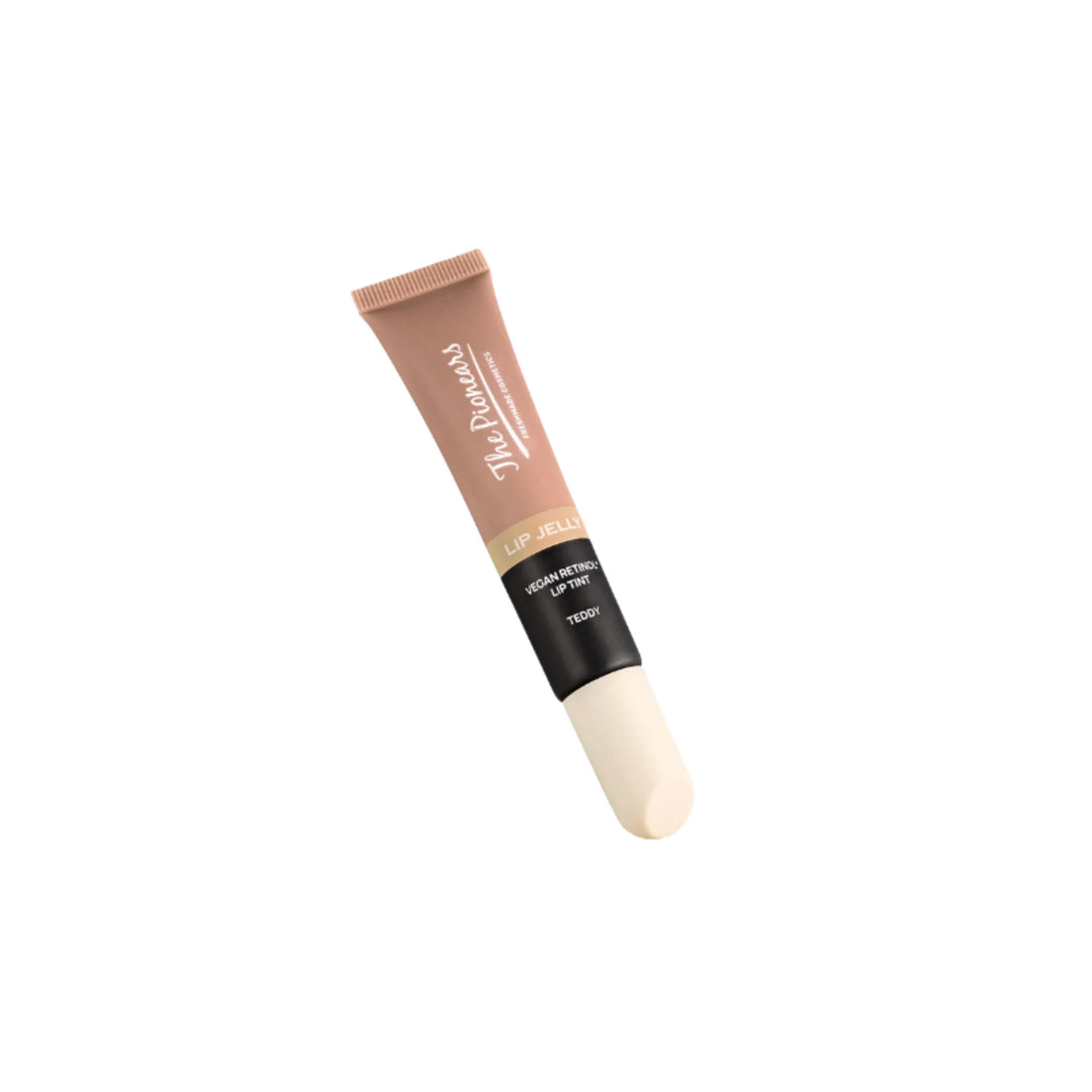 The Pionears Teddy Lip Jelly – A vegan retinol lip tint with Bakuchiol, offering hydration, a chocolate tint, and praline flavor for nourished, plump lips.