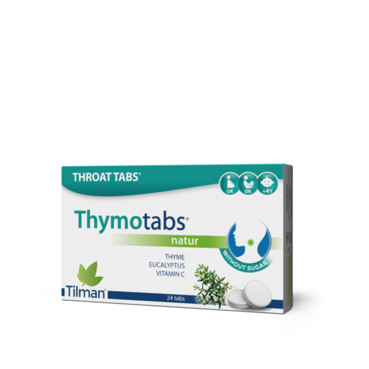 Thymotabs Nature throat lozenges with thyme and vitamin C.