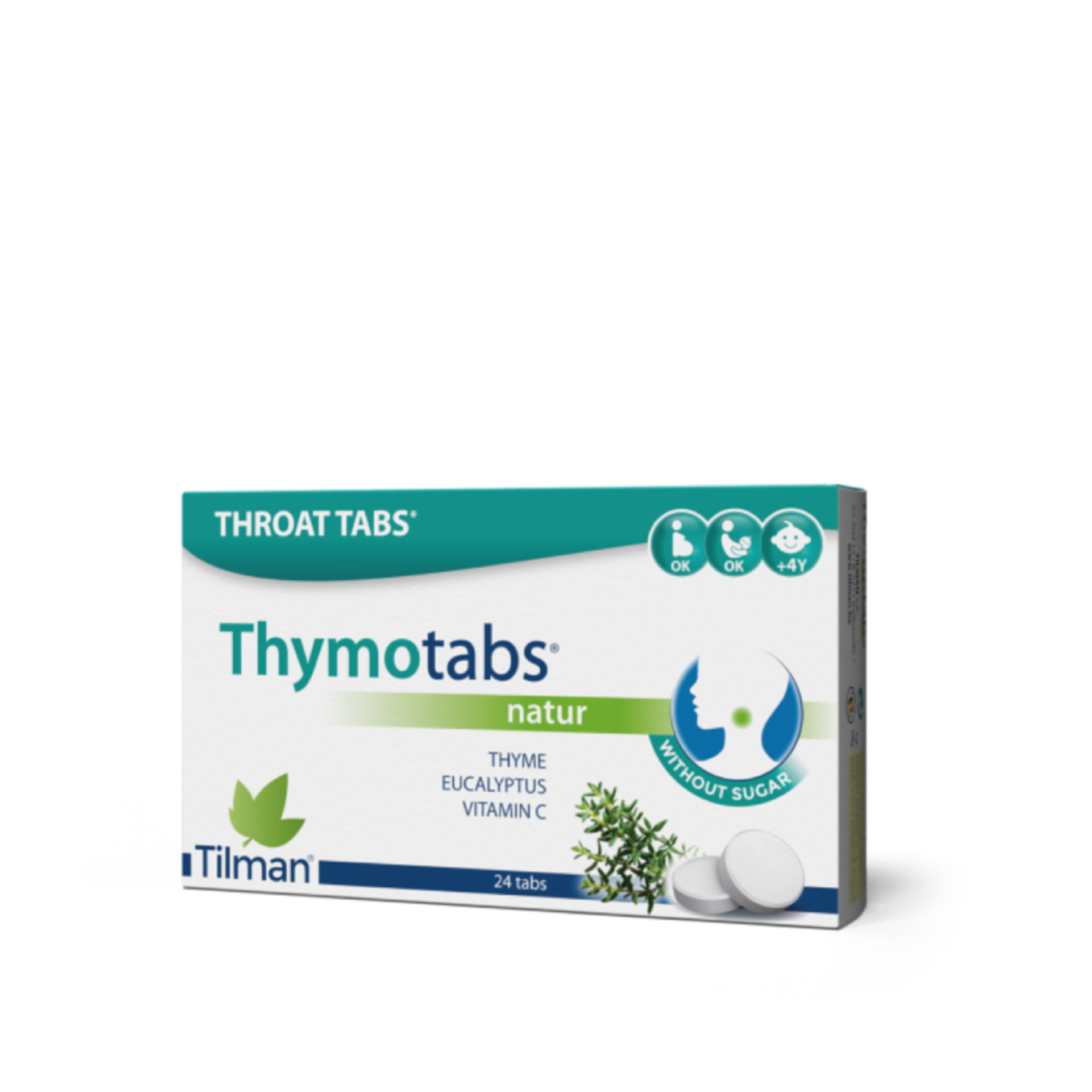 Thymotabs Nature throat lozenges with thyme and vitamin C.