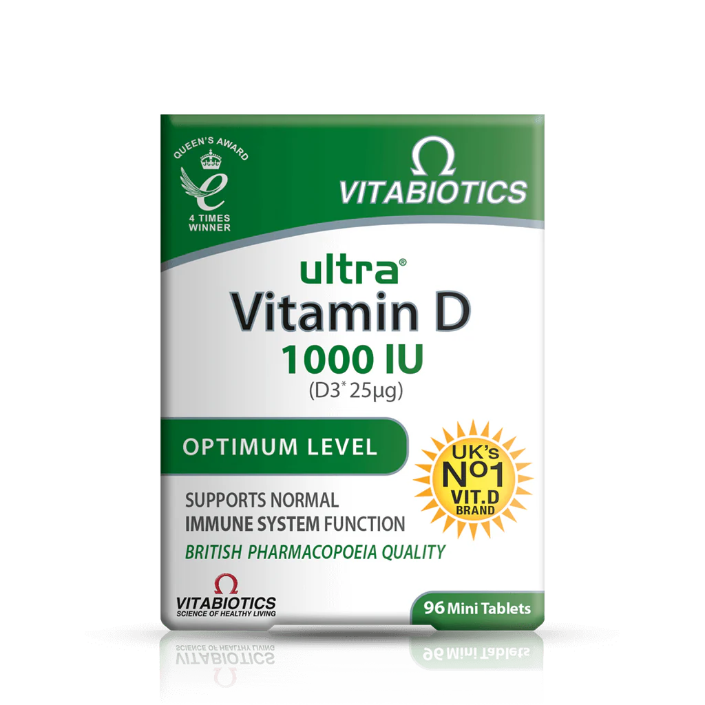 Vitabiotics Ultra Vitamin D 1000IU - Bone, teeth, and immune health support.