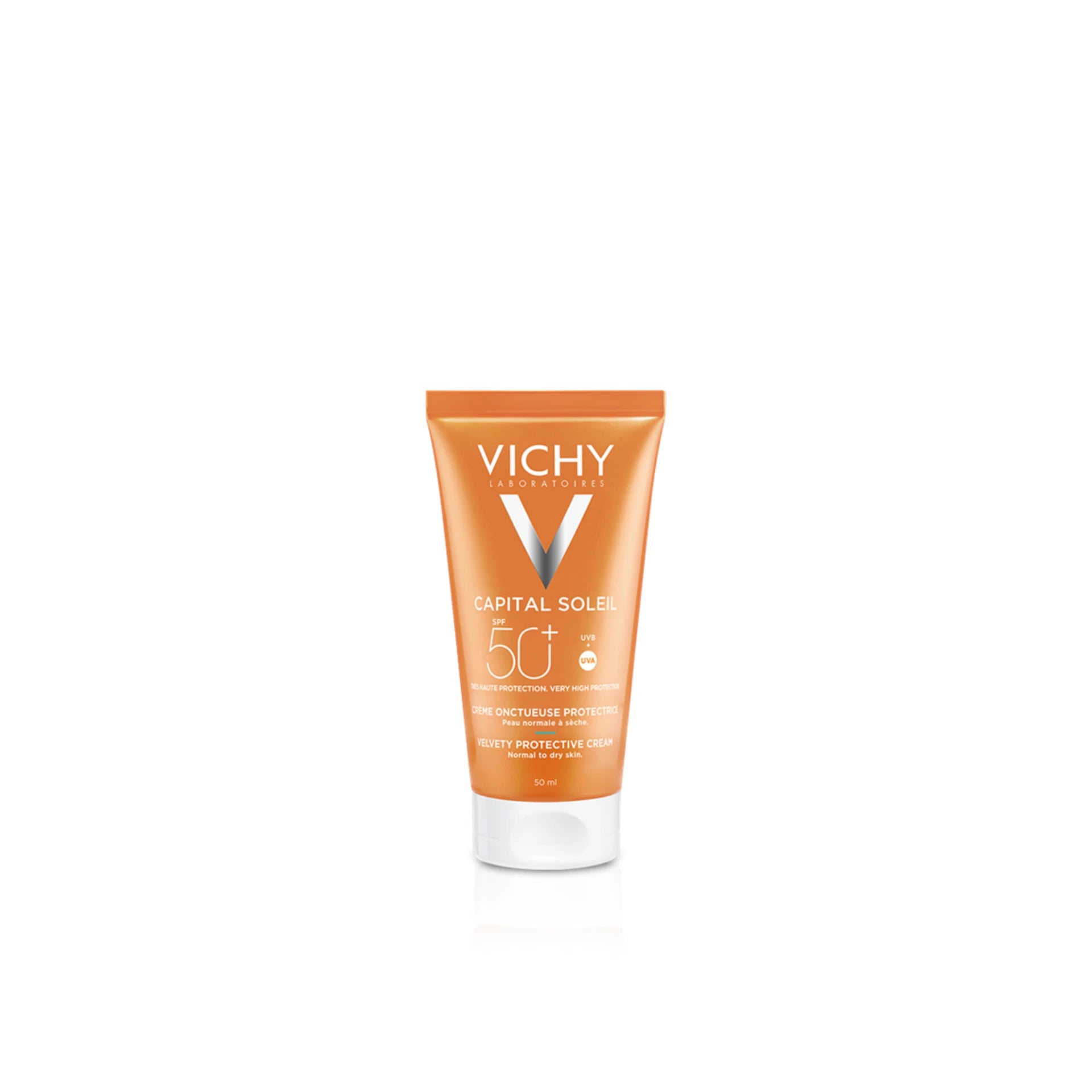 Vichy Capital Soleil Velvety Finish Sunscreen SPF 50 - High protection with a velvety texture for anti-aging care.