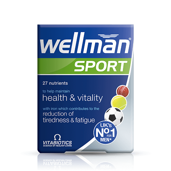 Vitabiotics Wellman Sport - Performance and vitality support for men with 27 nutrients.